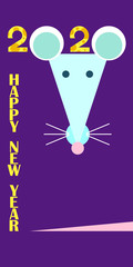 Fototapeta na wymiar New Year card by 2020 with the image of a rat