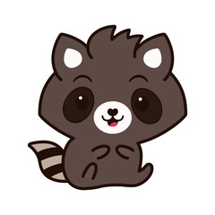 Raccoon cartoon illustration isolated on white background
