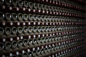 wine bottles in a warehouse