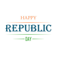 Logo or icon of the Republic Day of India. The concept of an inscription to celebrate independence, democracy and the adoption of the Constitution. Vector illustration with lettering, lines and text.