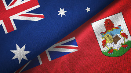 Australia and Bermuda two flags textile cloth, fabric texture