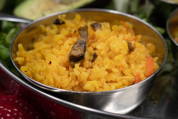 Indian vegan rice and mushroom pilaf