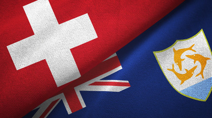 Switzerland and Anguilla two flags textile cloth, fabric texture