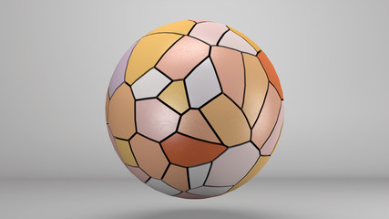 Big sphere, colorful geometric surface. Digital art, 3d rendering.
