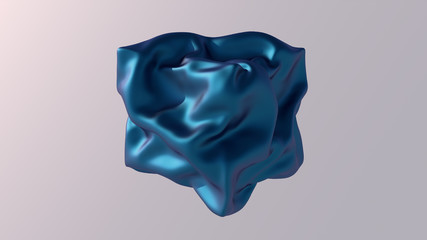 Blue fabric, cloth effect. Abstract illustration, 3d rendering.