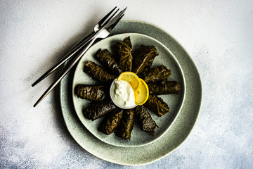 Traditional georgian tolma dish