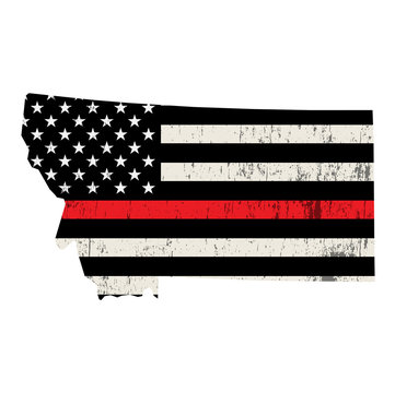 State of Montana Firefighter Support Flag Illustration