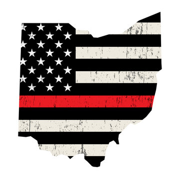 State of Ohio Firefighter Support Flag Illustration