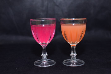 Mock up  design set of elegant and traditional drink ware / drinking glass & Jar for wine or juice, transparent isolated on black background template for branding identity and company logo isolated