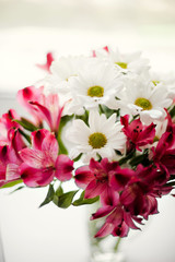 Naklejka na ściany i meble bouquet of white and pink flowers