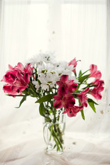 Beautiful chrysanthemum and Alstroemeria flowers