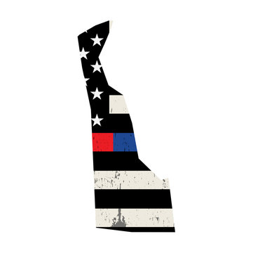 State Of Delaware Police And Firefighter Support Flag Illustration