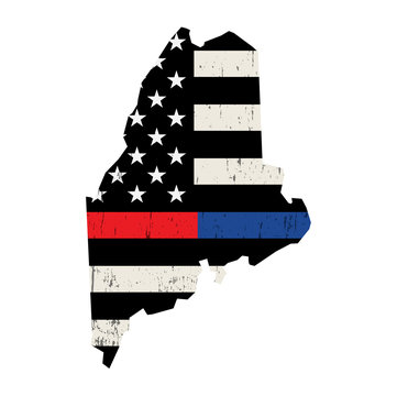 State of Maine Police and Firefighter Support Flag Illustration