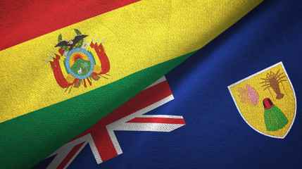 Fototapeta premium Bolivia and Turks and Caicos Islands two flags textile cloth, fabric texture