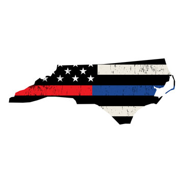 State of North Carolina Police and Firefighter Support Flag Illustration