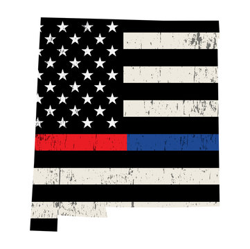 State of New Mexico Police and Firefighter Support Flag Illustration