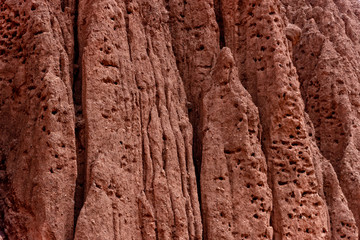 Detail of red earth formations in Quebrada de las Conchas, Salta, northern of Argentina