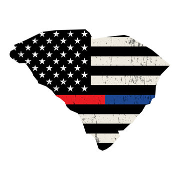 State of South Carolina Police and Firefighter Support Flag Illustration