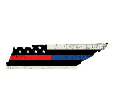 State of Tennessee Police and Firefighter Support Flag Illustration