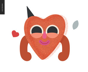 Happy heart - Valentines day graphics. Modern flat vector concept illustration - a smiling happy valentine heart, cute character in love concept