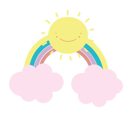 rainbow sun clouds cartoon fantasy decoration