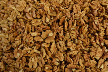 Closeup on pile of walnuts