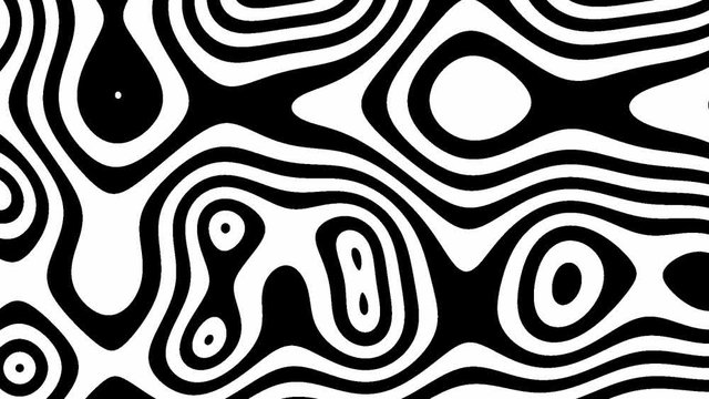 Abstract CGI motion background with animation of liquid geometric black-whiteshapes. (Full HD 1920x1080, 30fps).