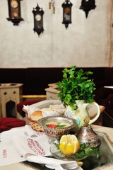 Oriental food in restaurant