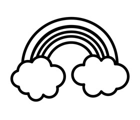 cute rainbow clouds sky fantasy icon thick line