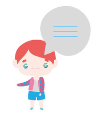 cute little boy cartoon speech bubble