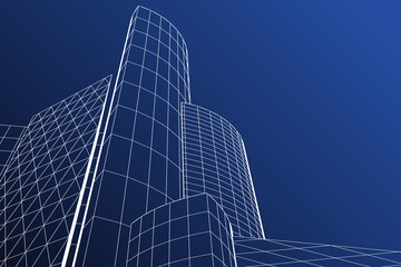 Abstract building from the lines. 3d illustration