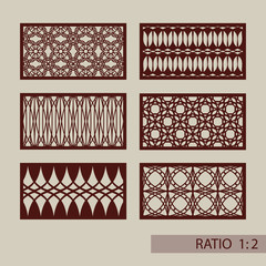 Set geometric ornaments for laser cutting decorative panels