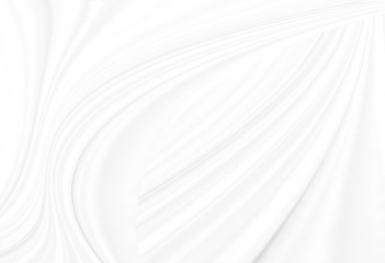 White abstract background of white fabric texture with elegant soft wave curved pattern on silk satin cloth textile