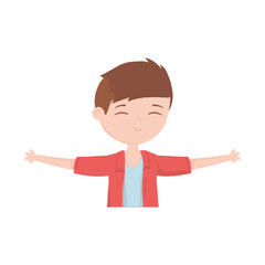 happy young man open arms cartoon