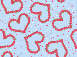Obraz premium Seamless pattern of red hearts consisting of roses.