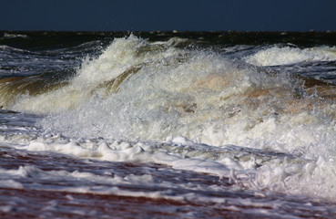 A wave that broke on the shore during a storm.