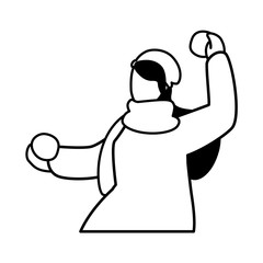 woman with winter clothes on white background