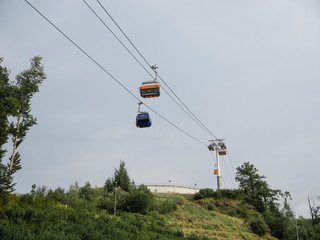 Cable car in Caucasus mountains. Sochi, Russia