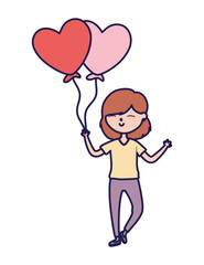 happy valentines day young girl with balloon heart love card