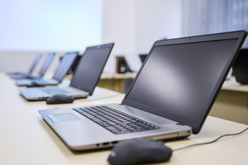 Laptops in a conference room