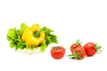 ripe fresh organic vegetables isolated on white background