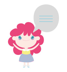 kids, little girl anime cartoon speech bubble