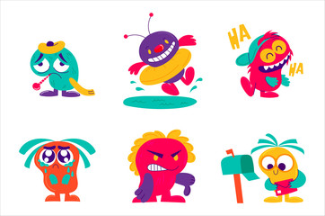 Hand drawn funny sticker collection.Vector