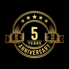 Fototapeta premium 5 years anniversary celebration logotype. Vector and illustration.