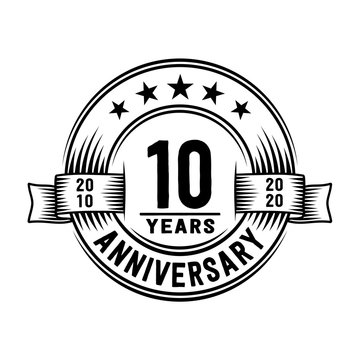 10 years anniversary celebration logotype. Vector and illustration.