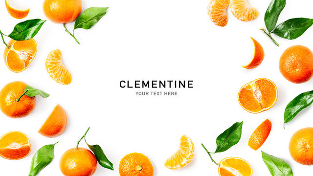 Clementine citrus fruit frame and creative composition