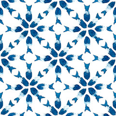 Geometric fishes blue pattern