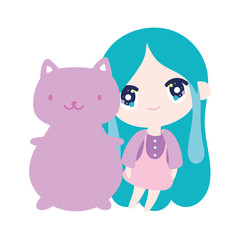 kids, cute little girl anime cartoon and cute squirrel