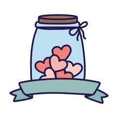 happy valentines day jar glass hearts love ribbon decoration