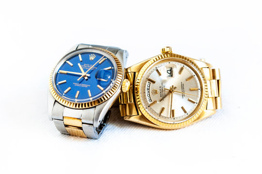 Rolex Oyster Perpetual Day- Date and Oyster Blue  watch on white background